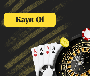 Rulet masası ve dört as kartın bulunduğu casino temalı kayıt ol görseli